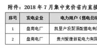 貴州電力交易中心2018年7月集中競價省內(nèi)直接交預成交情況的<font color=