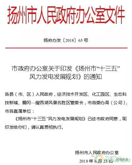 2.1GW！揚(yáng)州市“十三五”風(fēng)力發(fā)電發(fā)展規(guī)劃正式頒布：鼓勵(lì)投資建設(shè)和經(jīng)營分散式風(fēng)電項(xiàng)目！