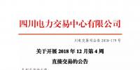 公告 | 四川關(guān)于開展2018年12月第4周直接交易的公告