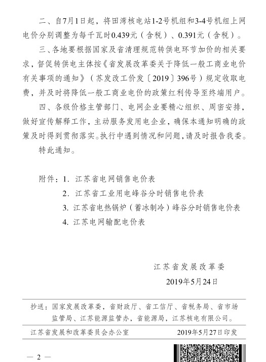 江蘇第二次降電價！一般工商業(yè)及其它用電類別電價降4.15分/度